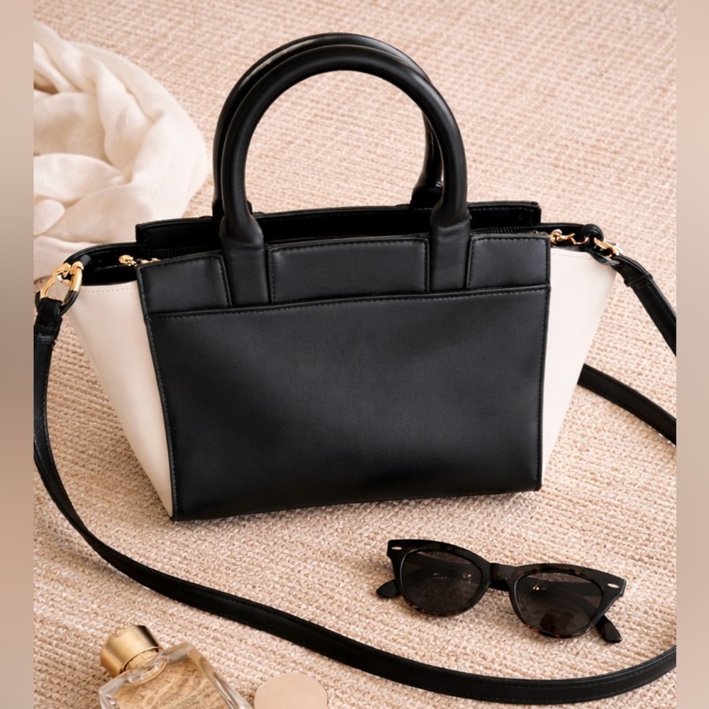 A New Day  Two-Tone Black and Cream Satchel